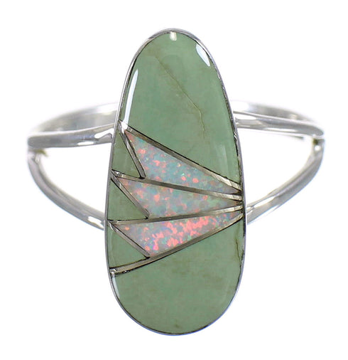Sterling Silver Turquoise Opal Inlay Jewelry Ring Size 5 RX83153